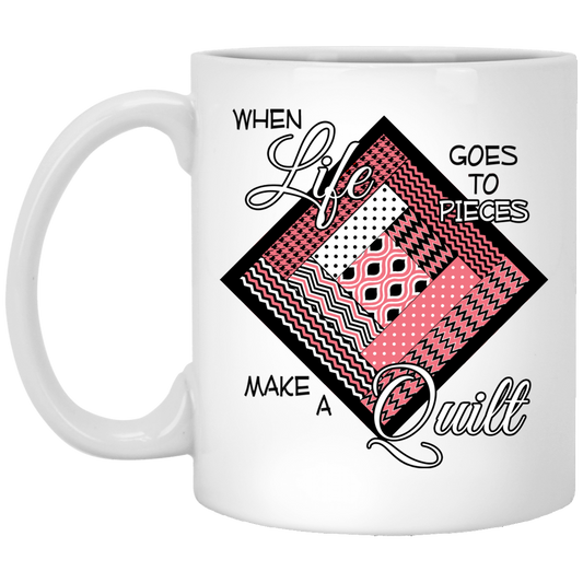 Make a Quilt (Pink) White Mugs