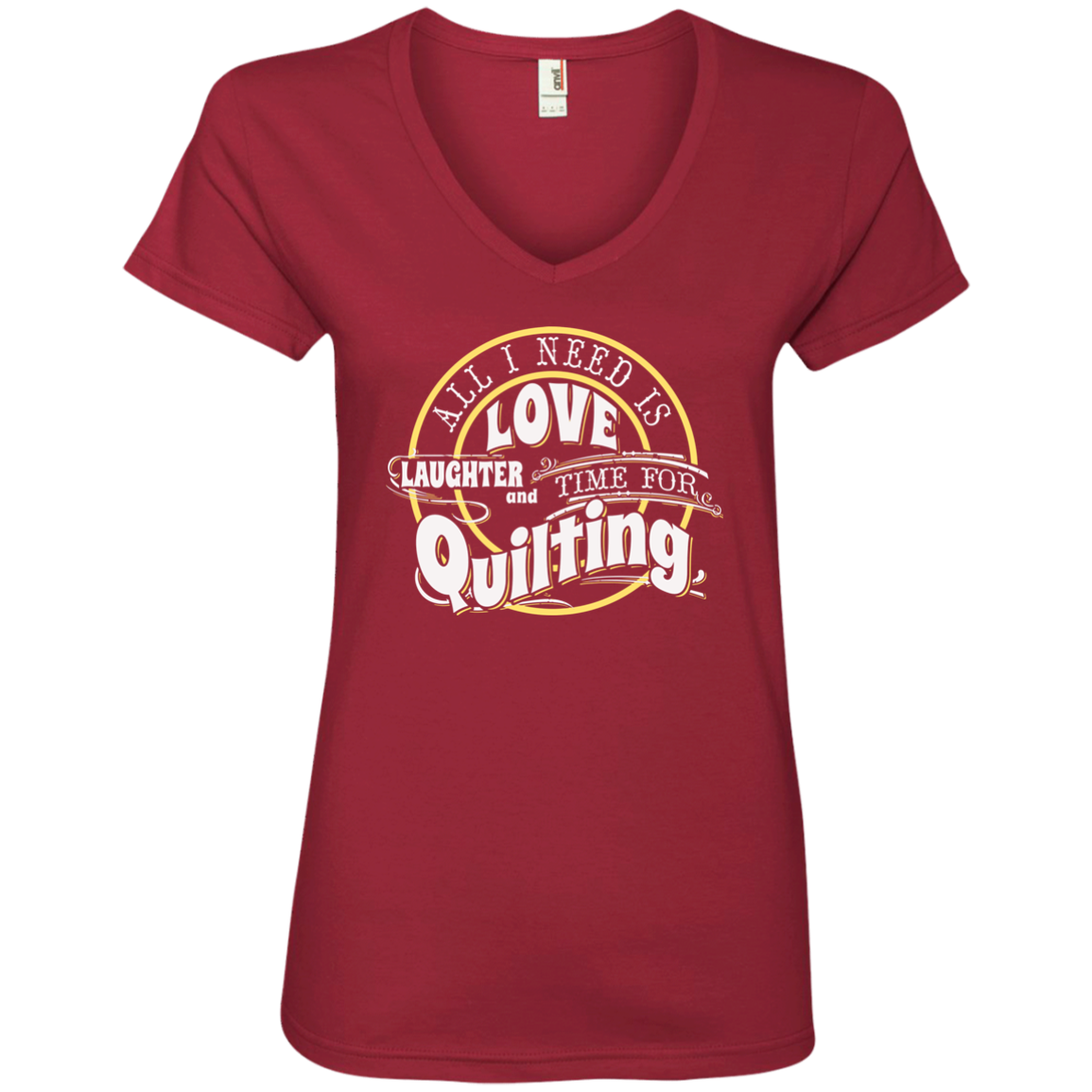 Time for Quilting Ladies V-Neck T-Shirt