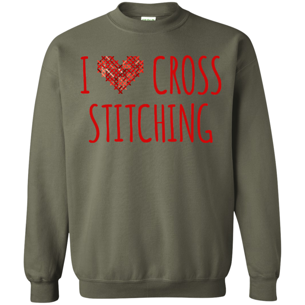 I Heart Cross Stitching Crewneck Pullover Sweatshirt