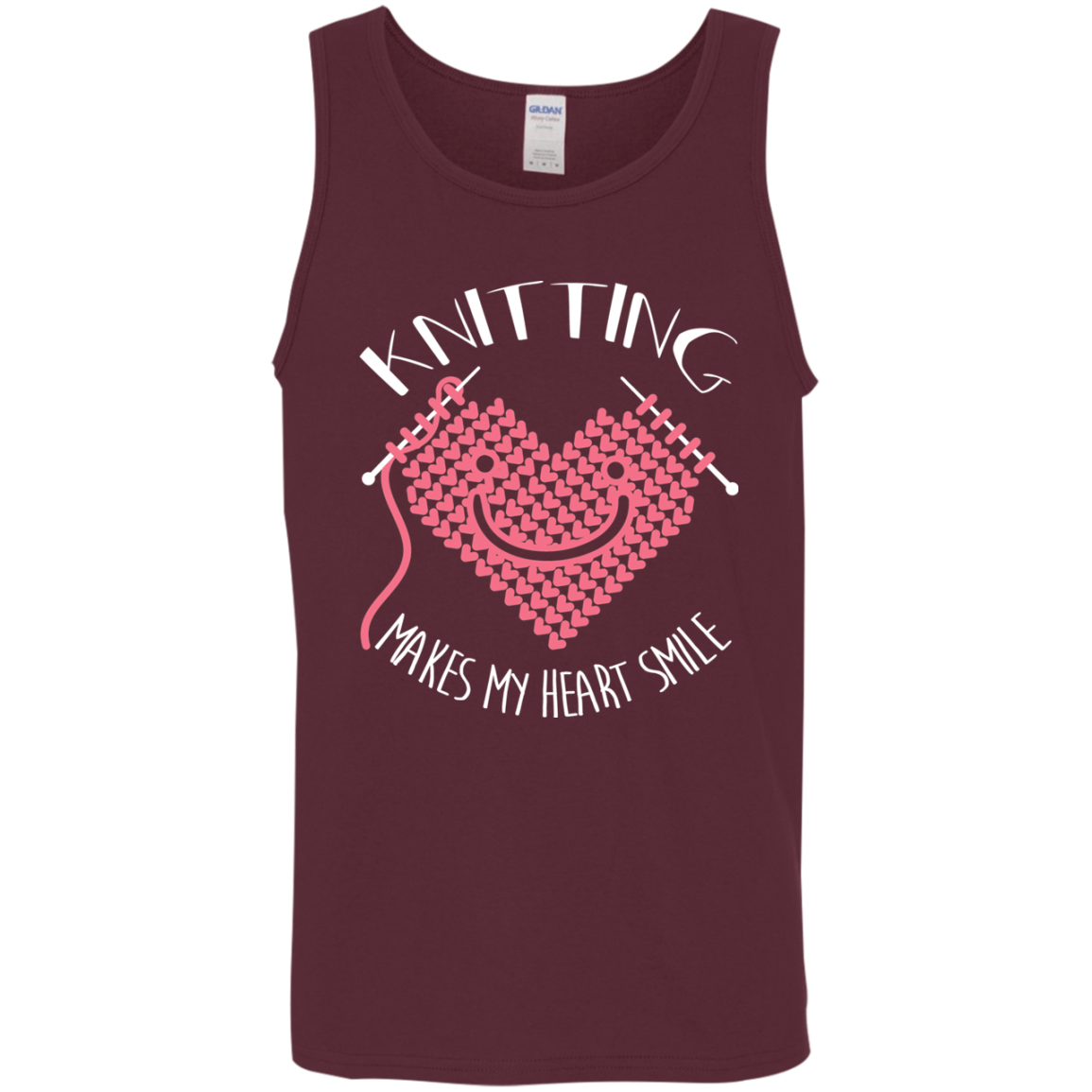 Knitting Makes My Heart Smile Cotton Tank Top