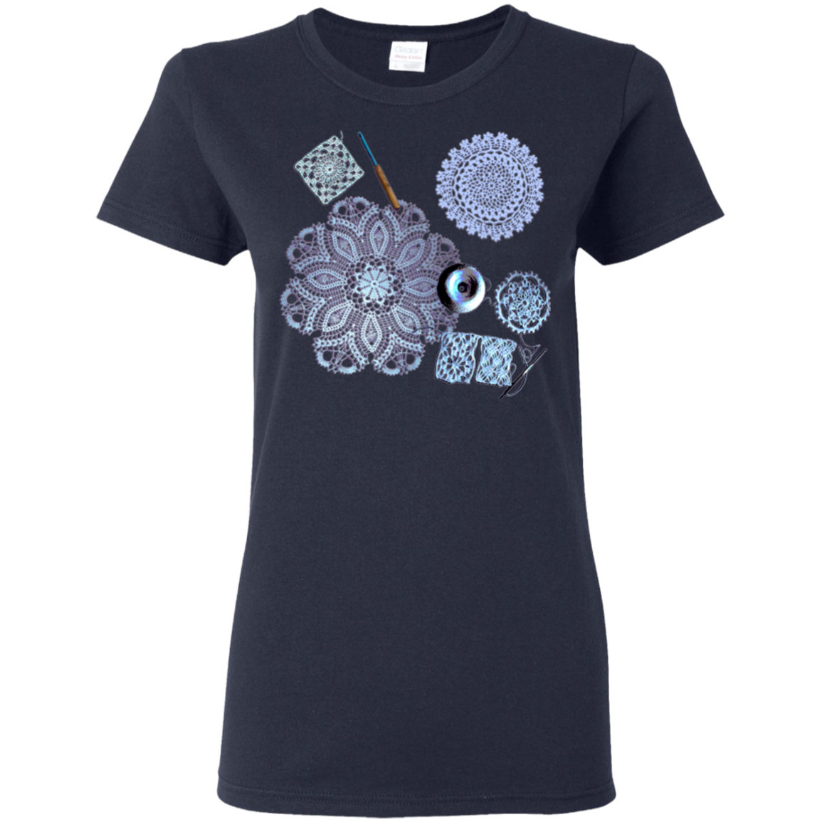 Crochet Collage Ladies Cotton T-Shirt