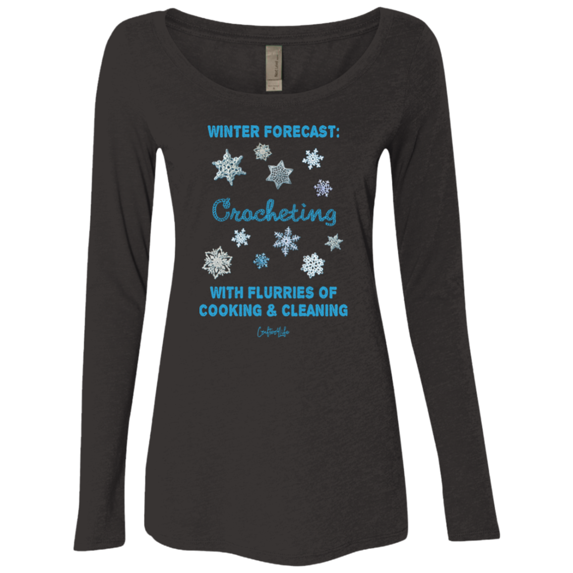 Winter Forecast Crocheting Flurries Ladies Long Sleeve Shirts