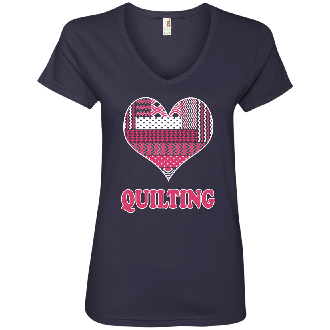 Heart Quilting Ladies V-neck Tee - Crafter4Life - 4