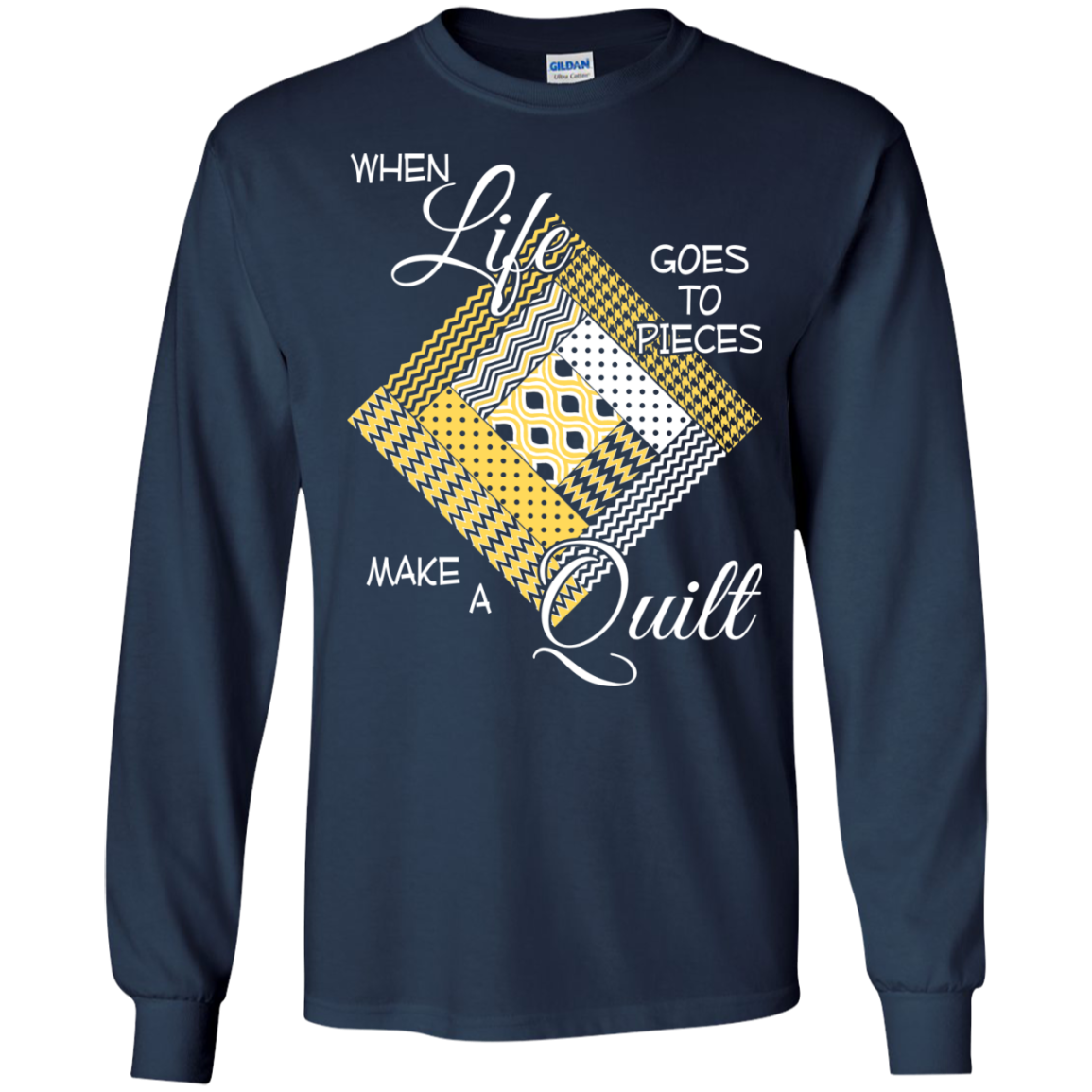 Make a Quilt (yellow) Long Sleeve Ultra Cotton T-Shirt - Crafter4Life - 9