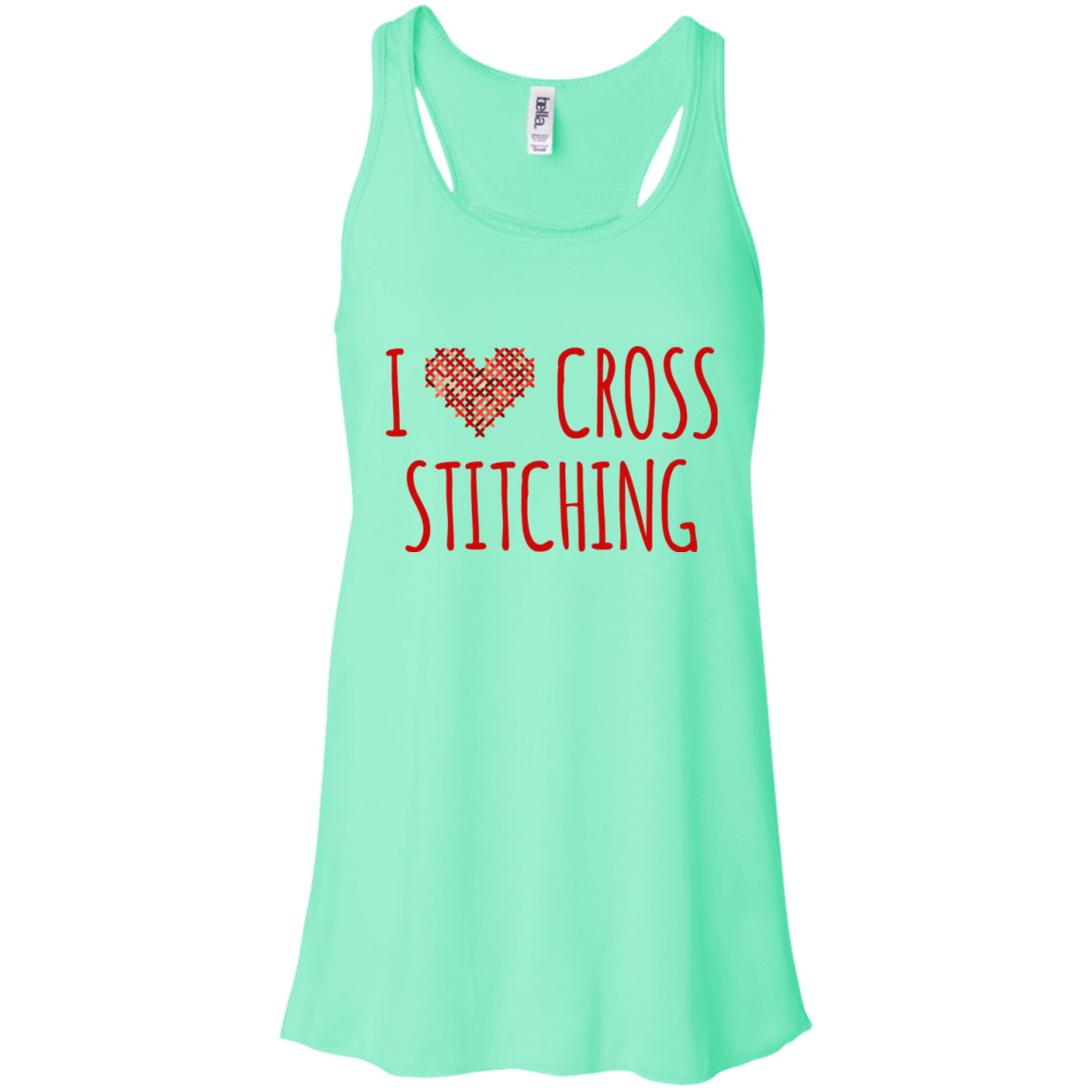 I Heart Cross Stitching Flowy Racerback Tank