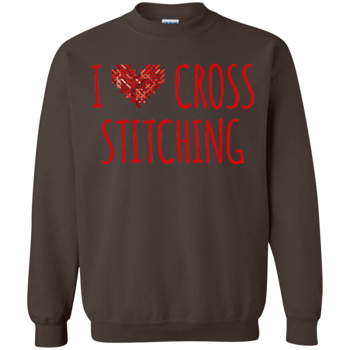 I Heart Cross Stitching Crewneck Pullover Sweatshirt