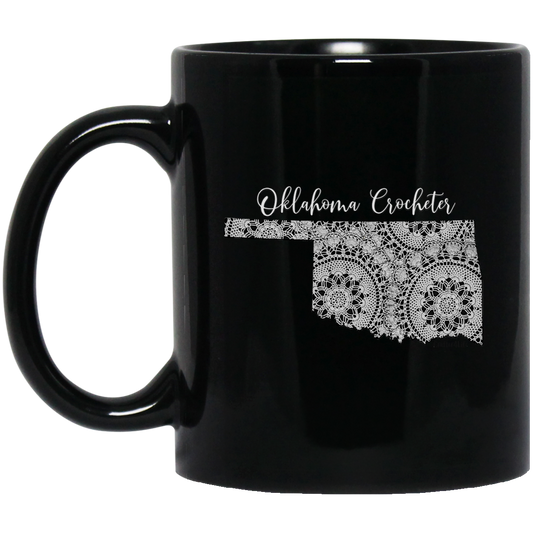 Oklahoma Crocheter Black Mugs