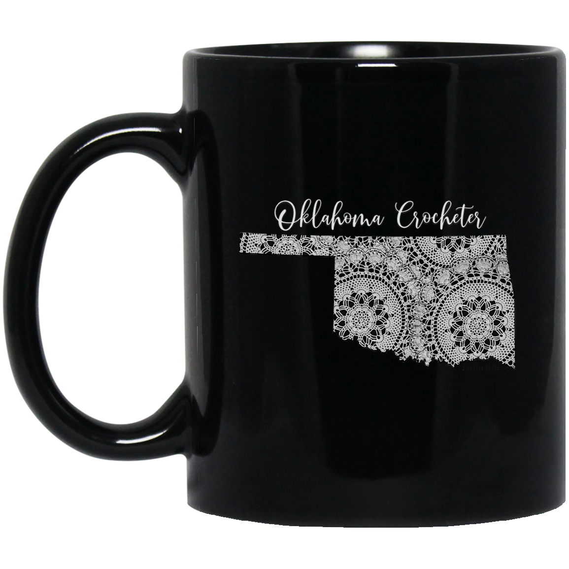 Oklahoma Crocheter Black Mugs