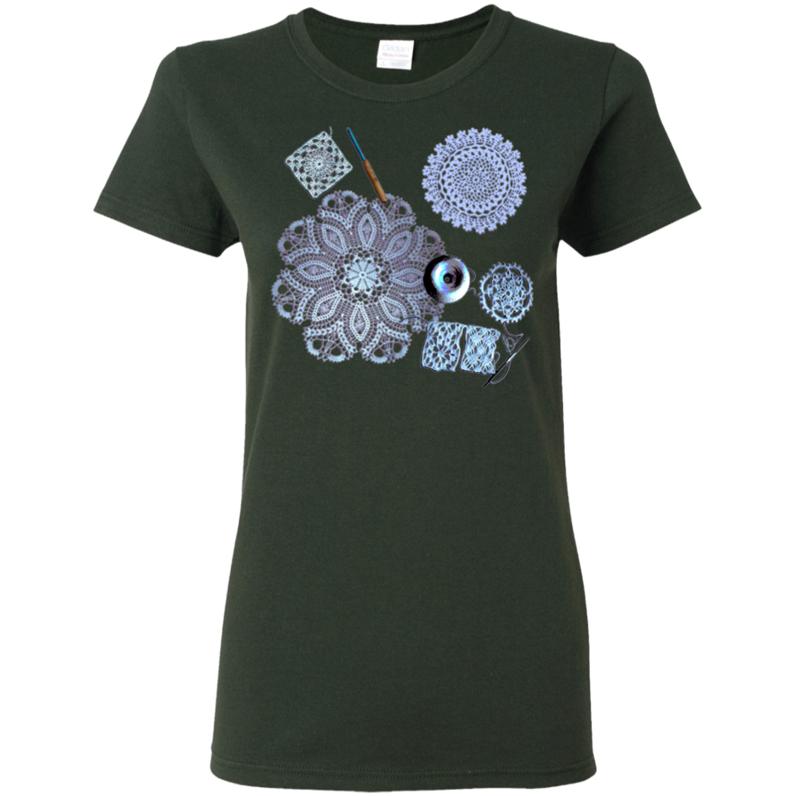 Crochet Collage Ladies Cotton T-Shirt