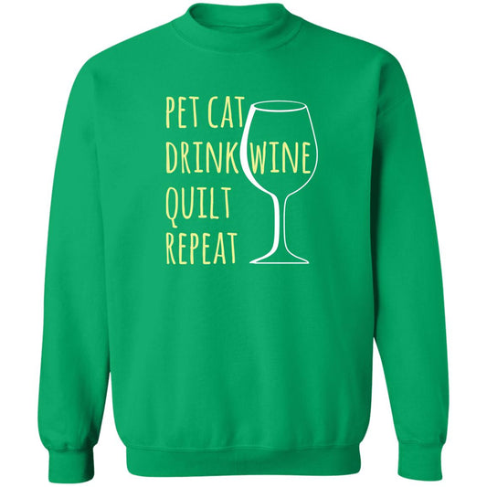 Pet Cat-Drink Wine-Quilt Sweatshirt