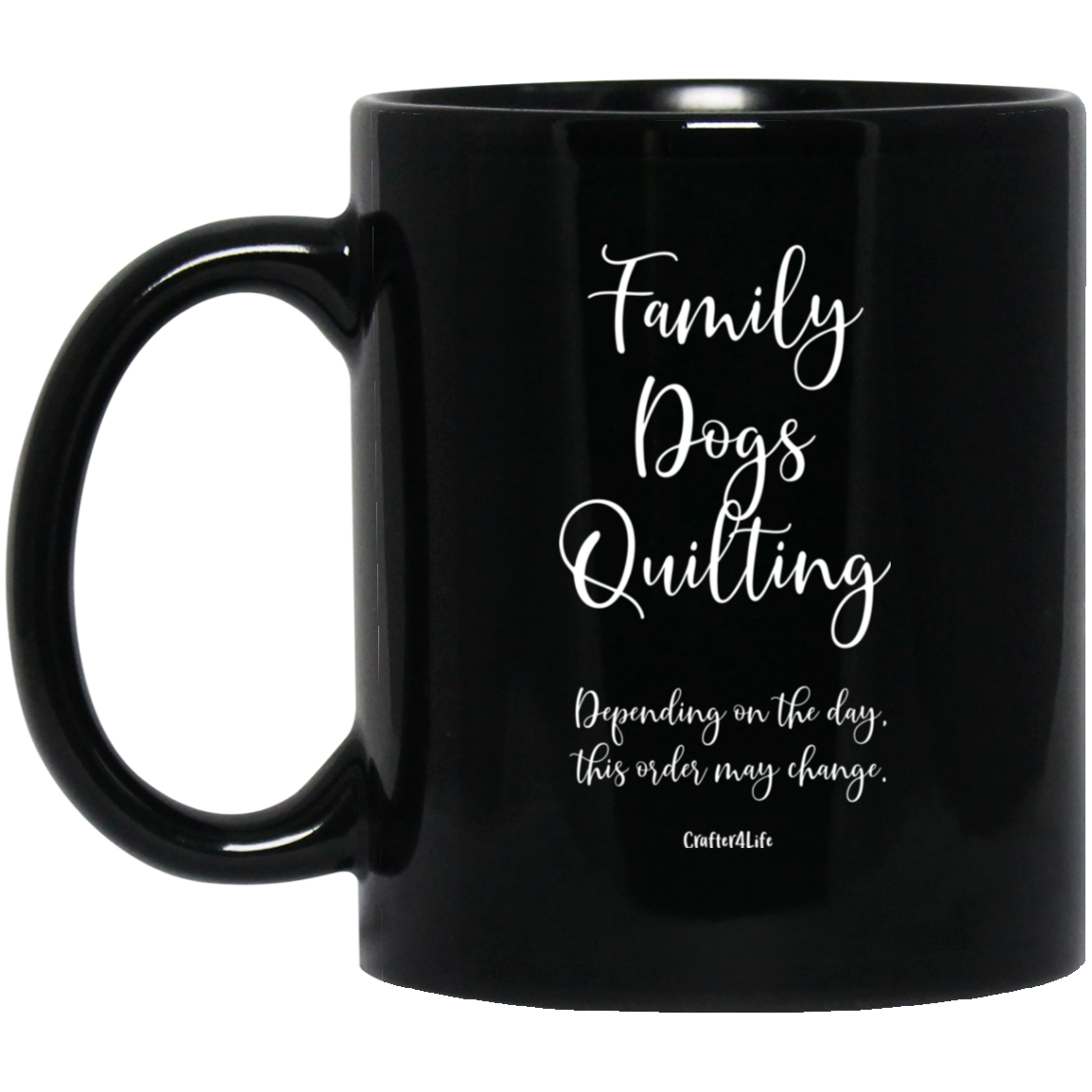 Family-Dogs-Quilting Black Mugs