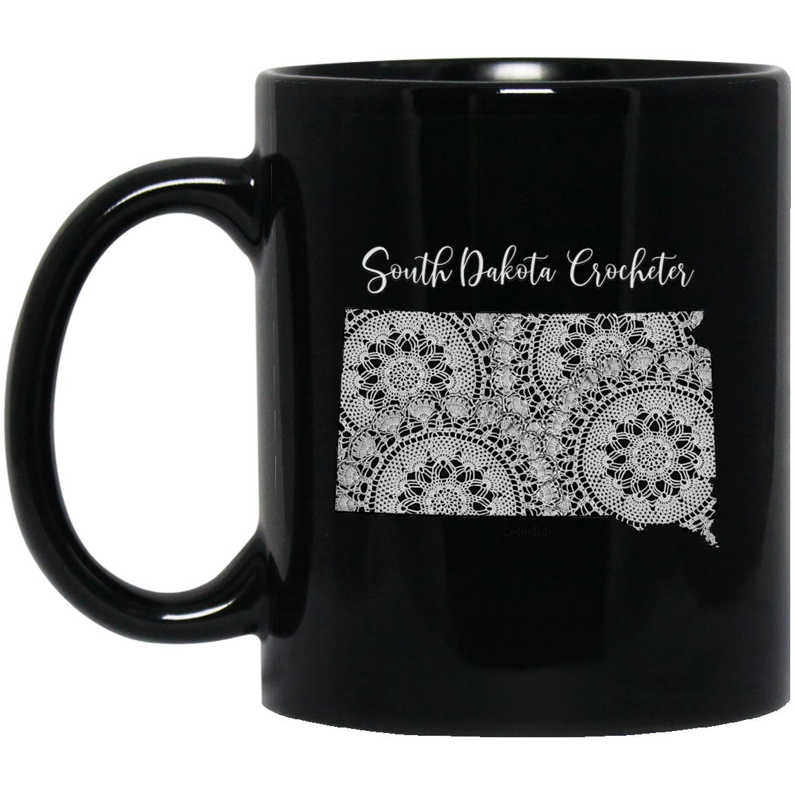 South Dakota Crocheter Black Mugs