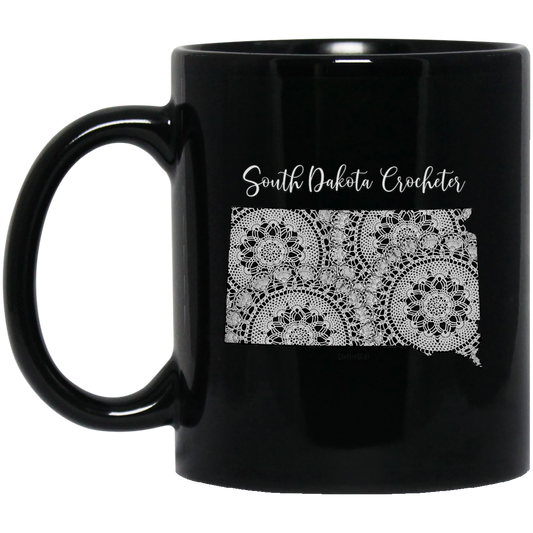 South Dakota Crocheter Black Mugs