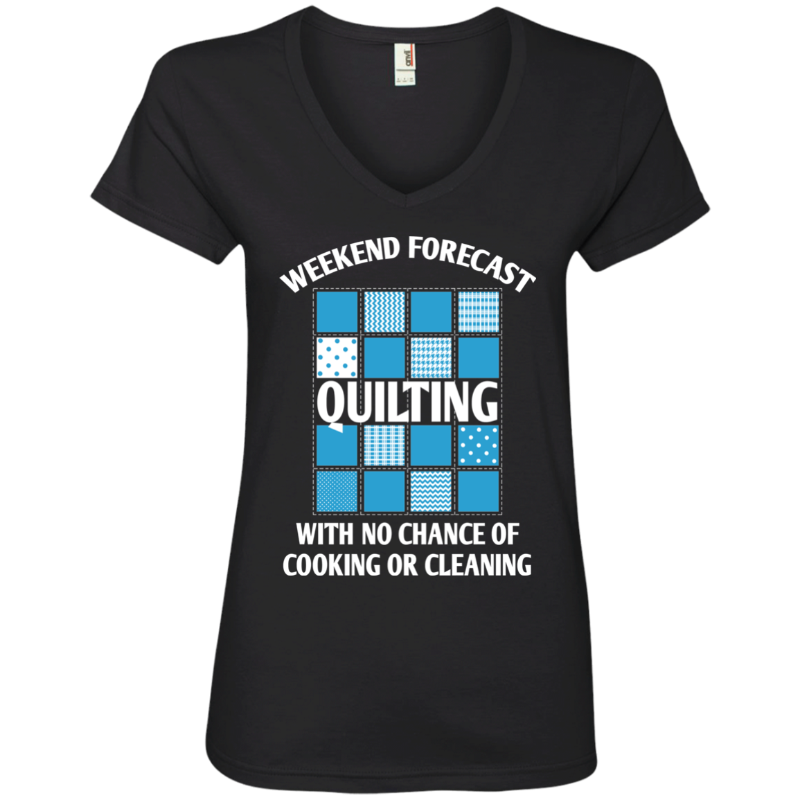 Weekend Forecast Quilting Ladies V-Neck T-Shirt