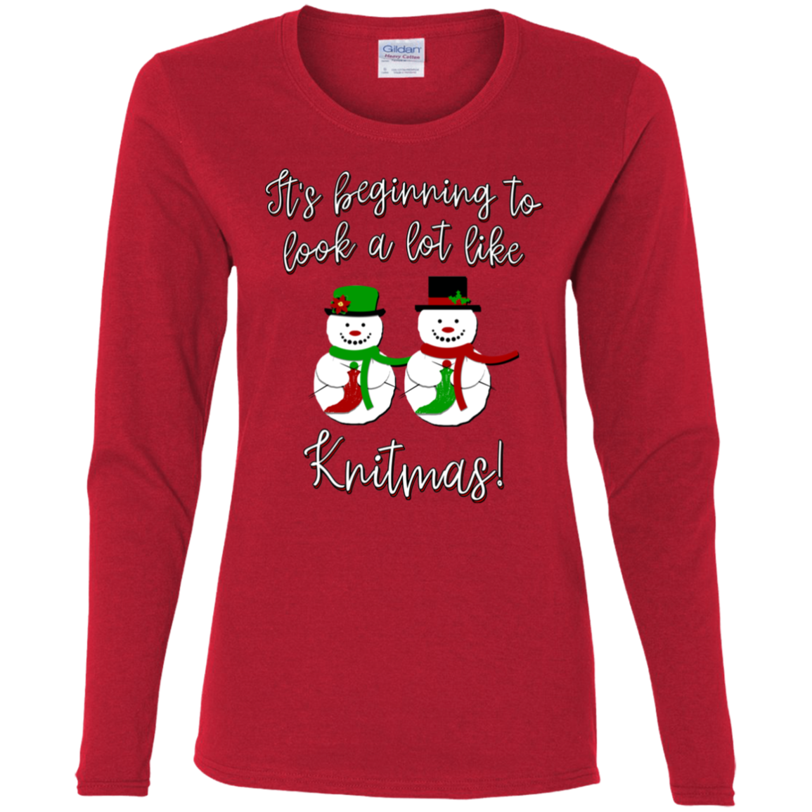 Knitmas Snow Couple - Ladies Long Sleeve Shirts