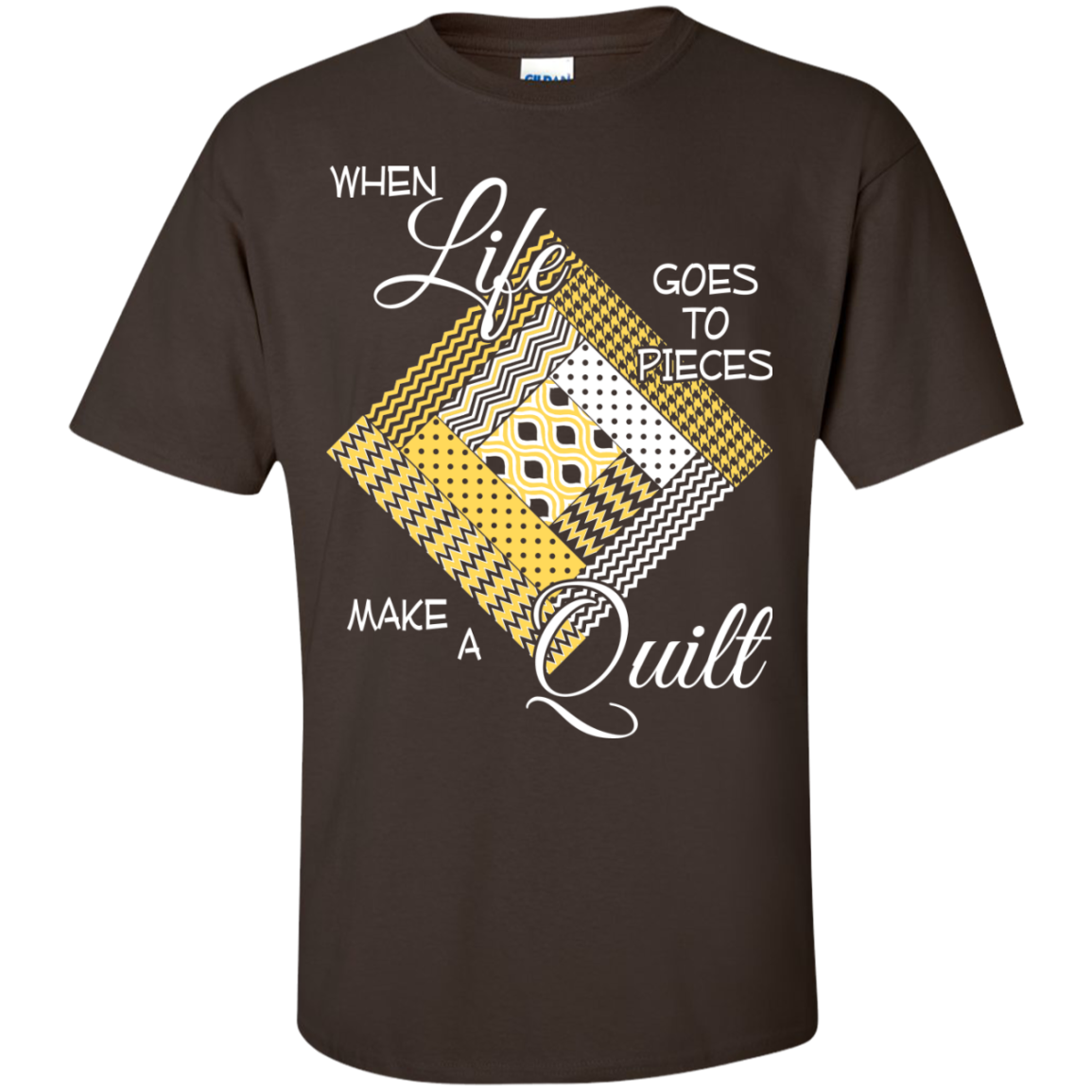 Make a Quilt (yellow) Custom Ultra Cotton T-Shirt - Crafter4Life - 5