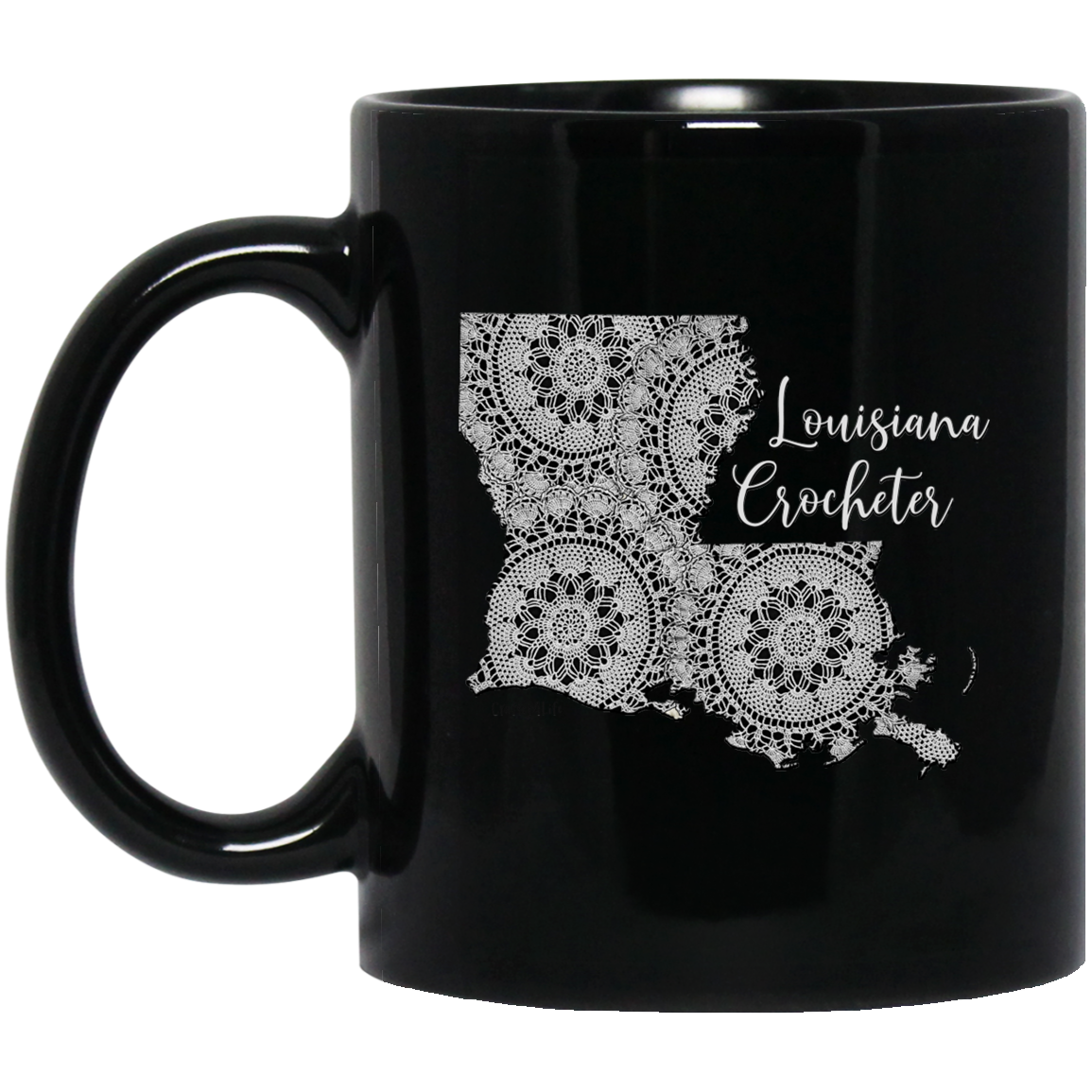 Louisiana Crocheter Black Mugs
