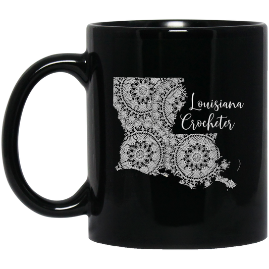 Louisiana Crocheter Black Mugs