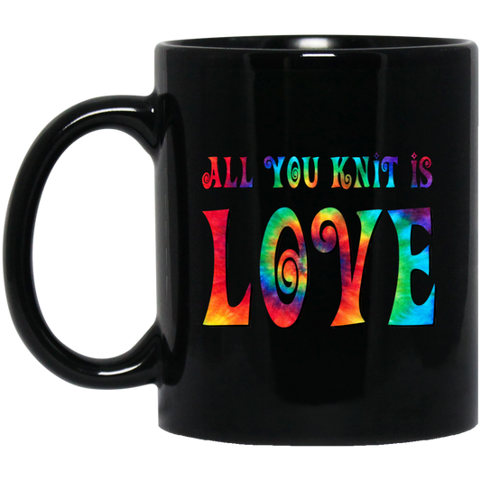 All You Knit is Love Black Mugs