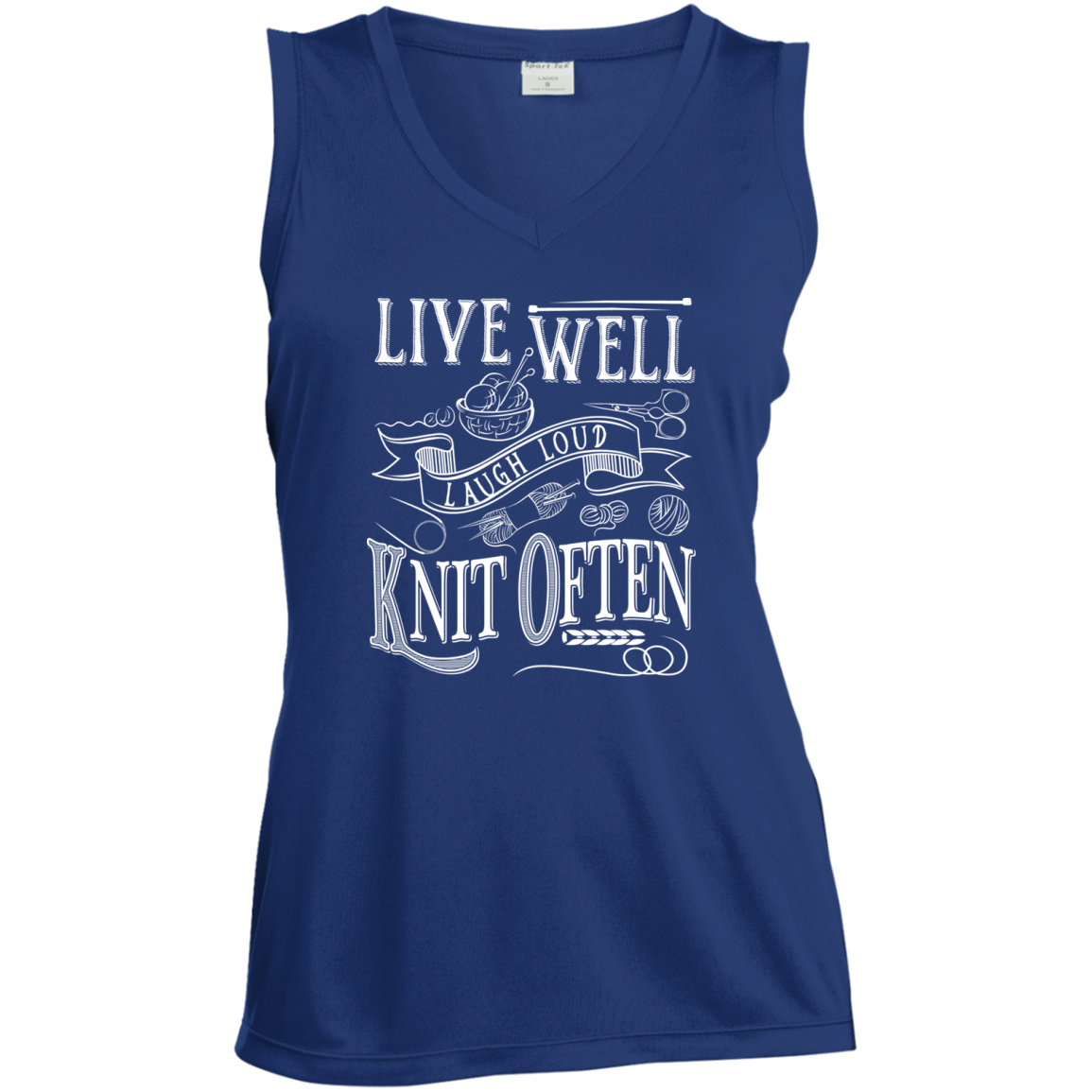 Knit Often Ladies Sleeveless Moisture Absorbing V-Neck