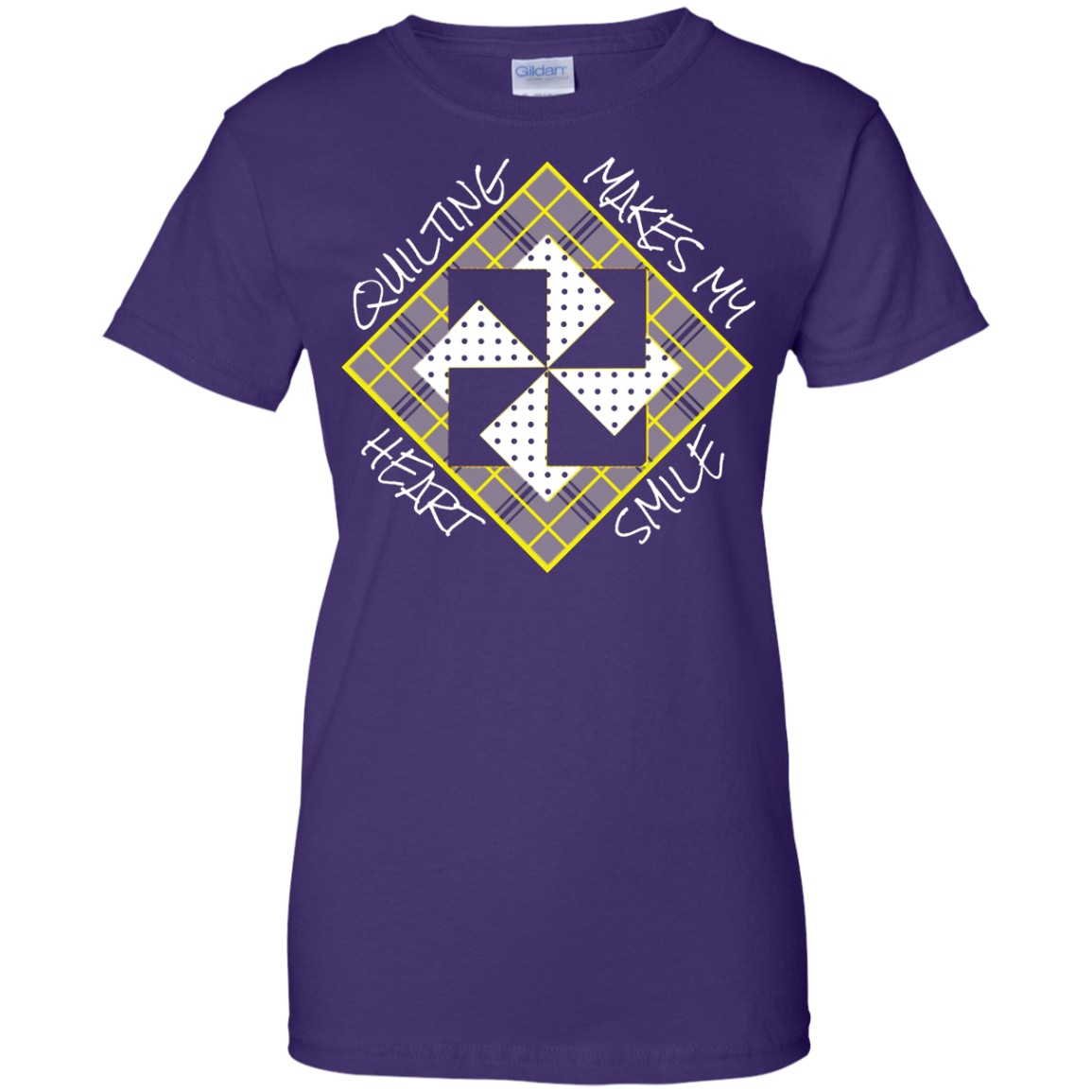 Quilting Makes My Heart Smile Ladies Custom 100% Cotton T-Shirt