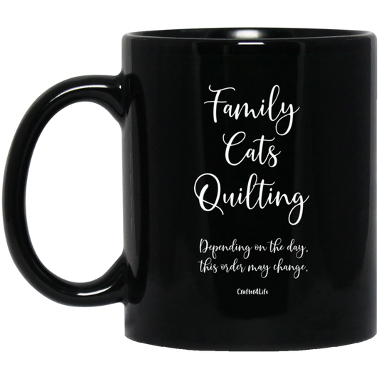 Family-Cats-Quilting Black Mugs