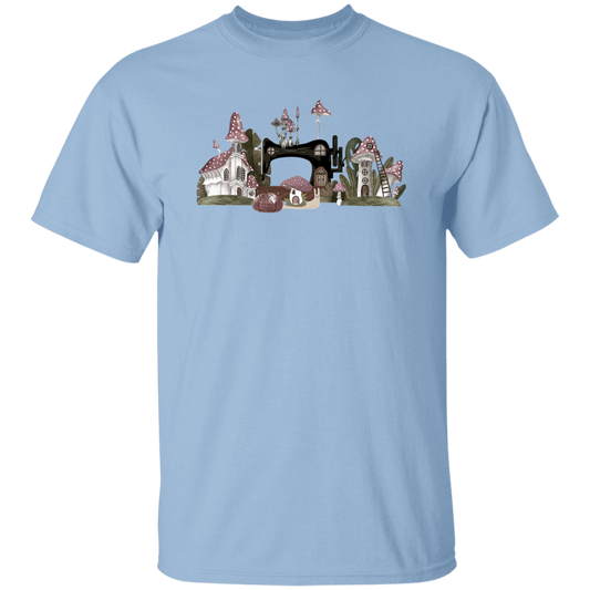 Cottagecore Sewing Mushroom Village T-Shirt - For Yourself, or Makes a Great Gift