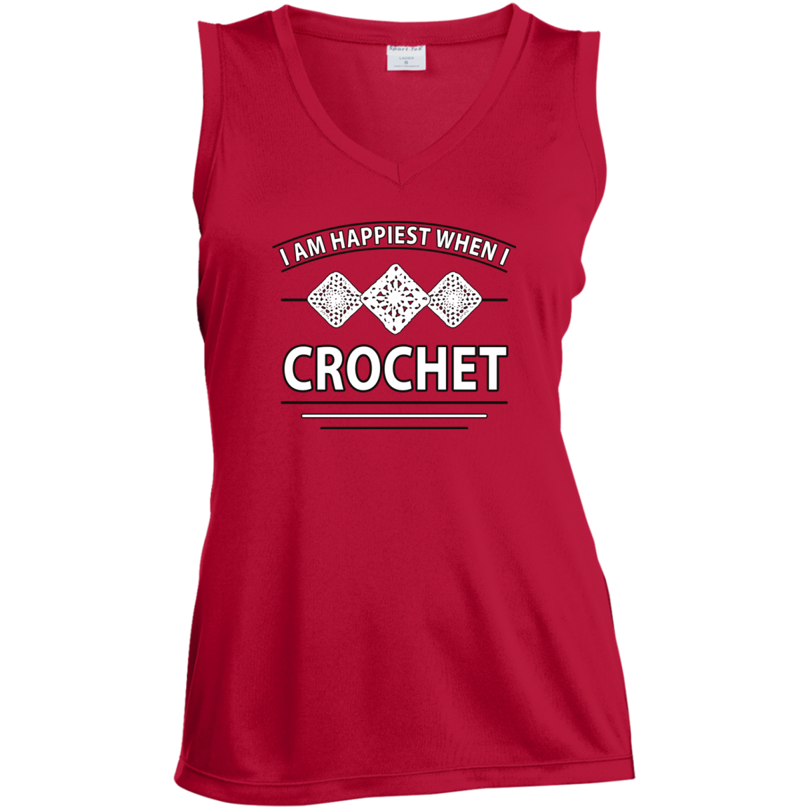 I Am Happiest When I Crochet Ladies Sleeveless V-neck - Crafter4Life - 3