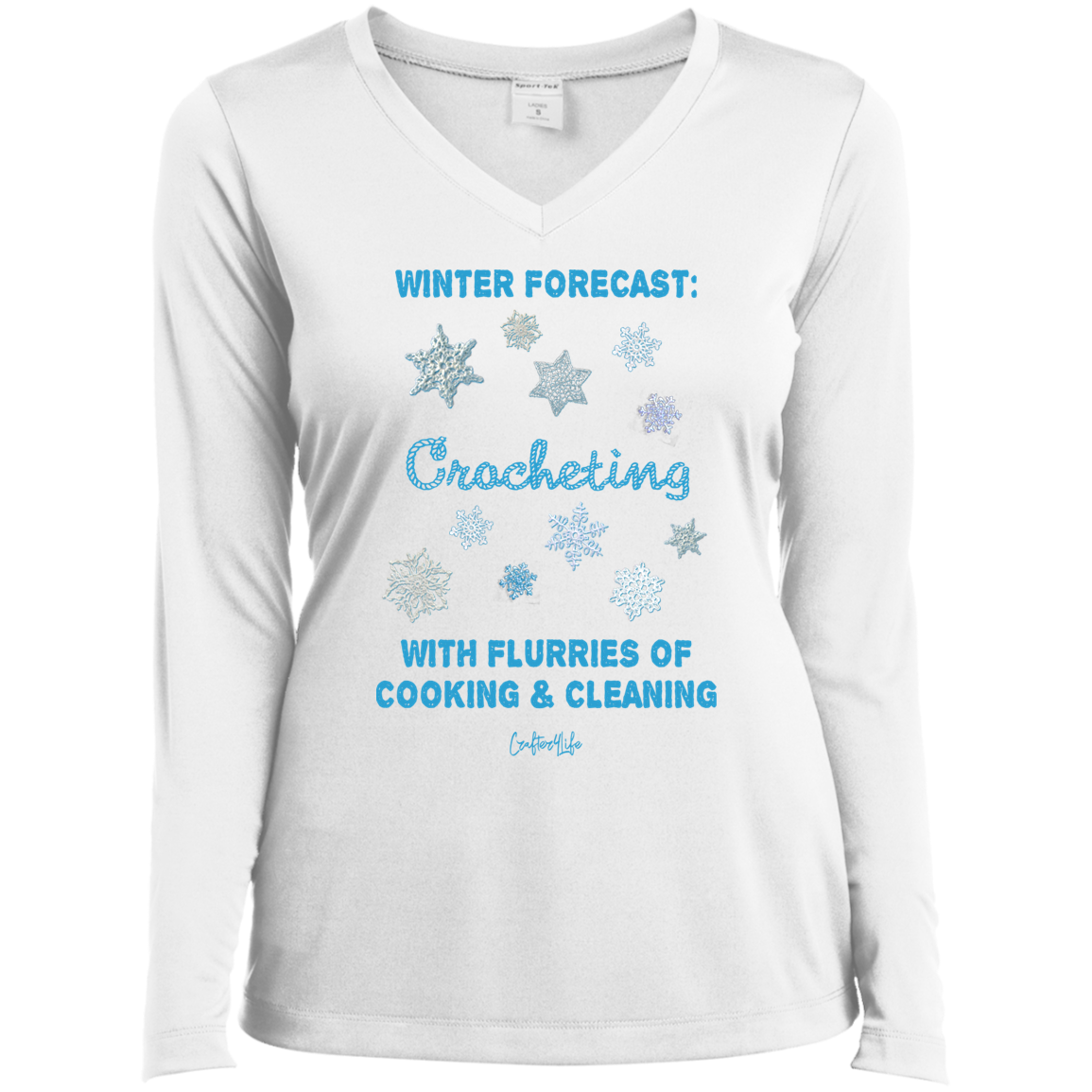 Winter Forecast Crocheting Flurries Ladies Long Sleeve Shirts