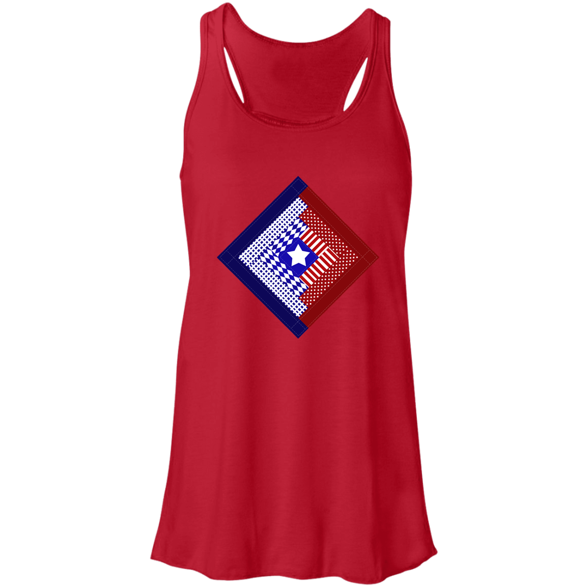 Patriotic Log Cabin Square Flowy Racerback Tank