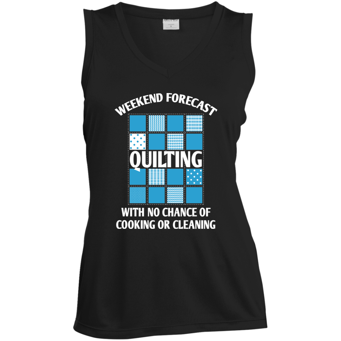 Weekend Forecast Quilting Ladies Sleeveless Moisture Absorbing V-Neck