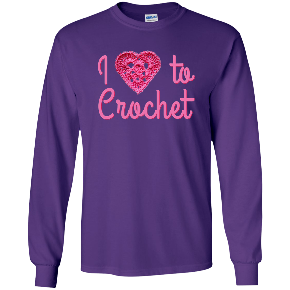 I Heart to Crochet LS Ultra Cotton T-Shirt