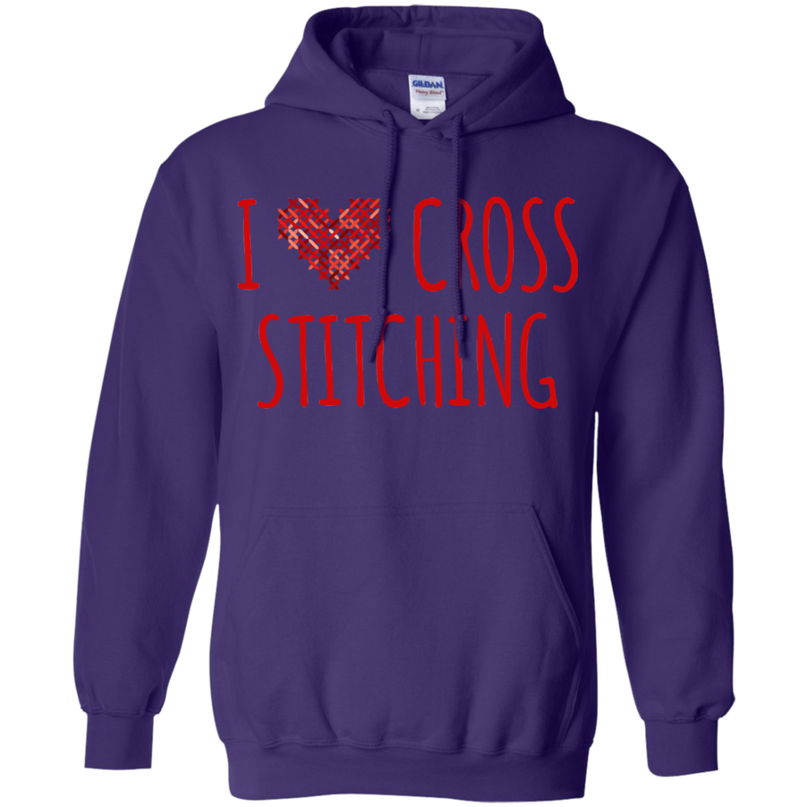 I Heart Cross Stitching Pullover Hoodie