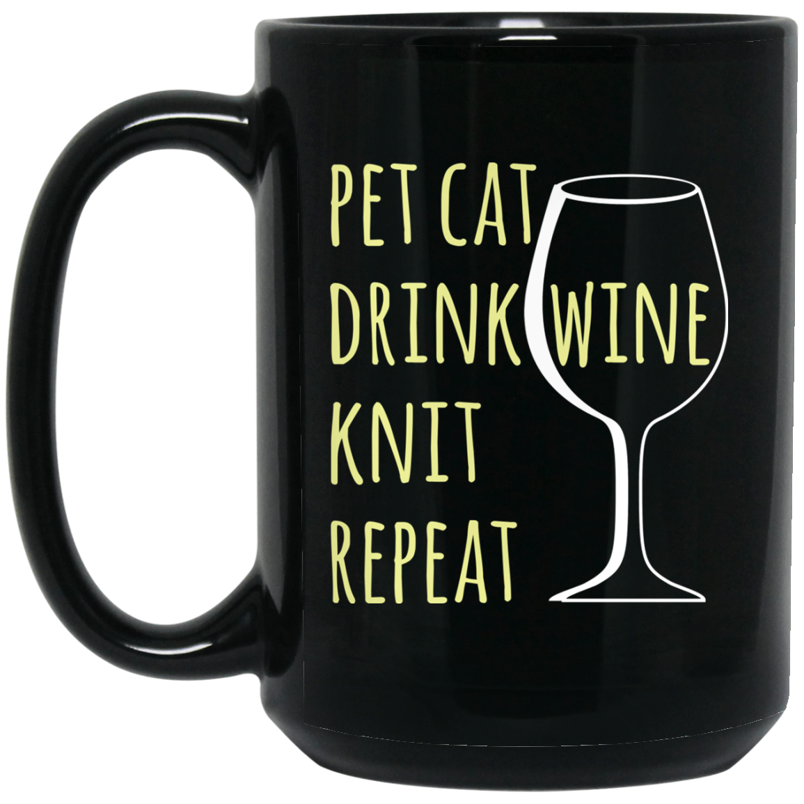 Pet Cat-Drink Wine-Knit Black Mugs