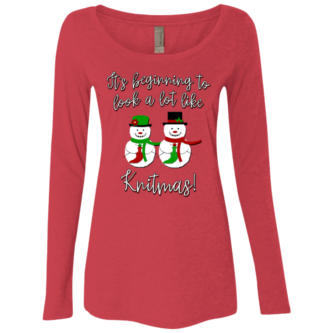 Knitmas Snow Couple - Ladies Long Sleeve Shirts