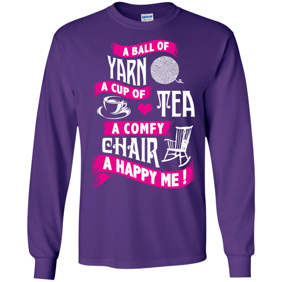 A Ball of Yarn, A Happy Me Long Sleeve Ultra Cotton Tshirt - Crafter4Life - 10