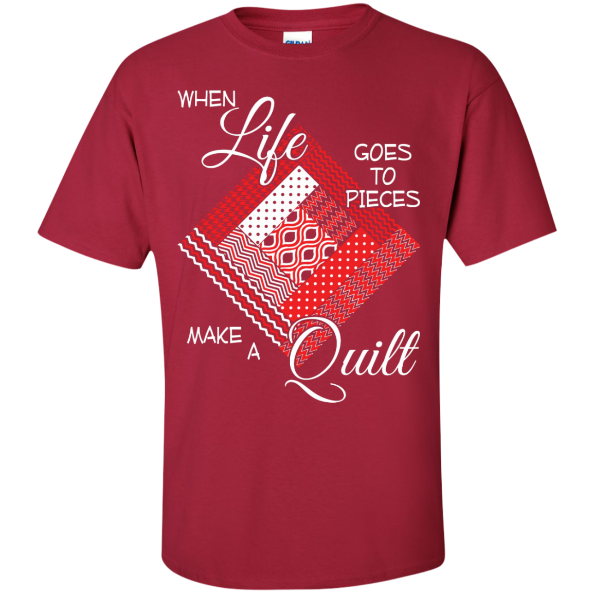 Make a Quilt (red) Custom Ultra Cotton T-Shirt - Crafter4Life - 3