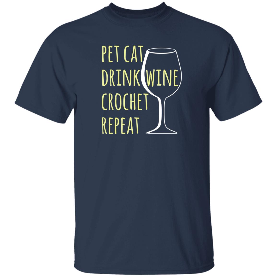 Pet Cat-Drink Wine-Crochet T-Shirt