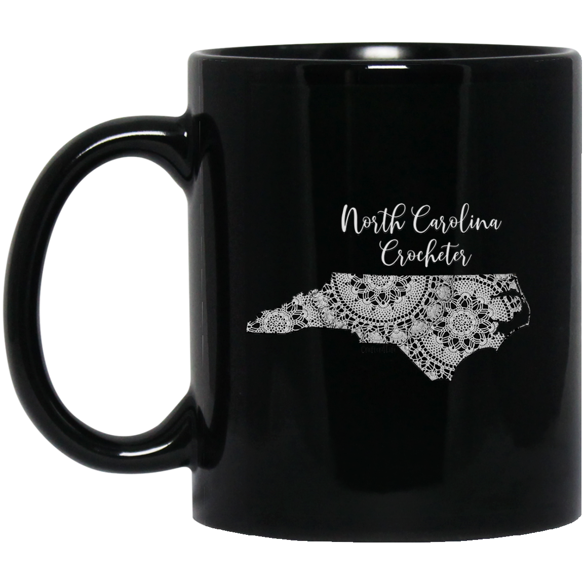 North Carolina Crocheter Black Mugs