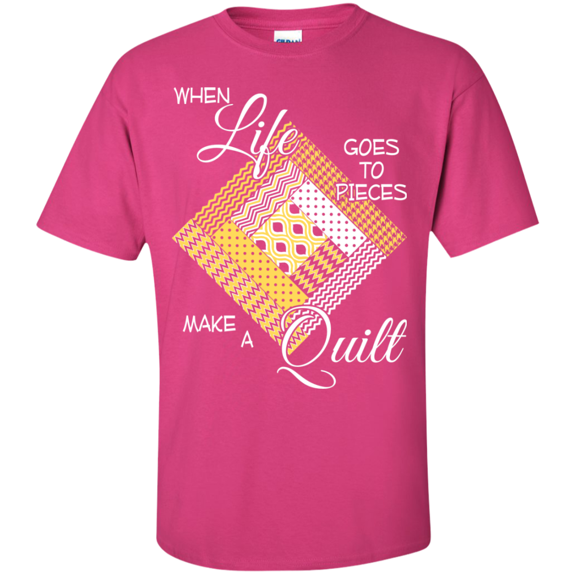 Make a Quilt (yellow) Custom Ultra Cotton T-Shirt - Crafter4Life - 8