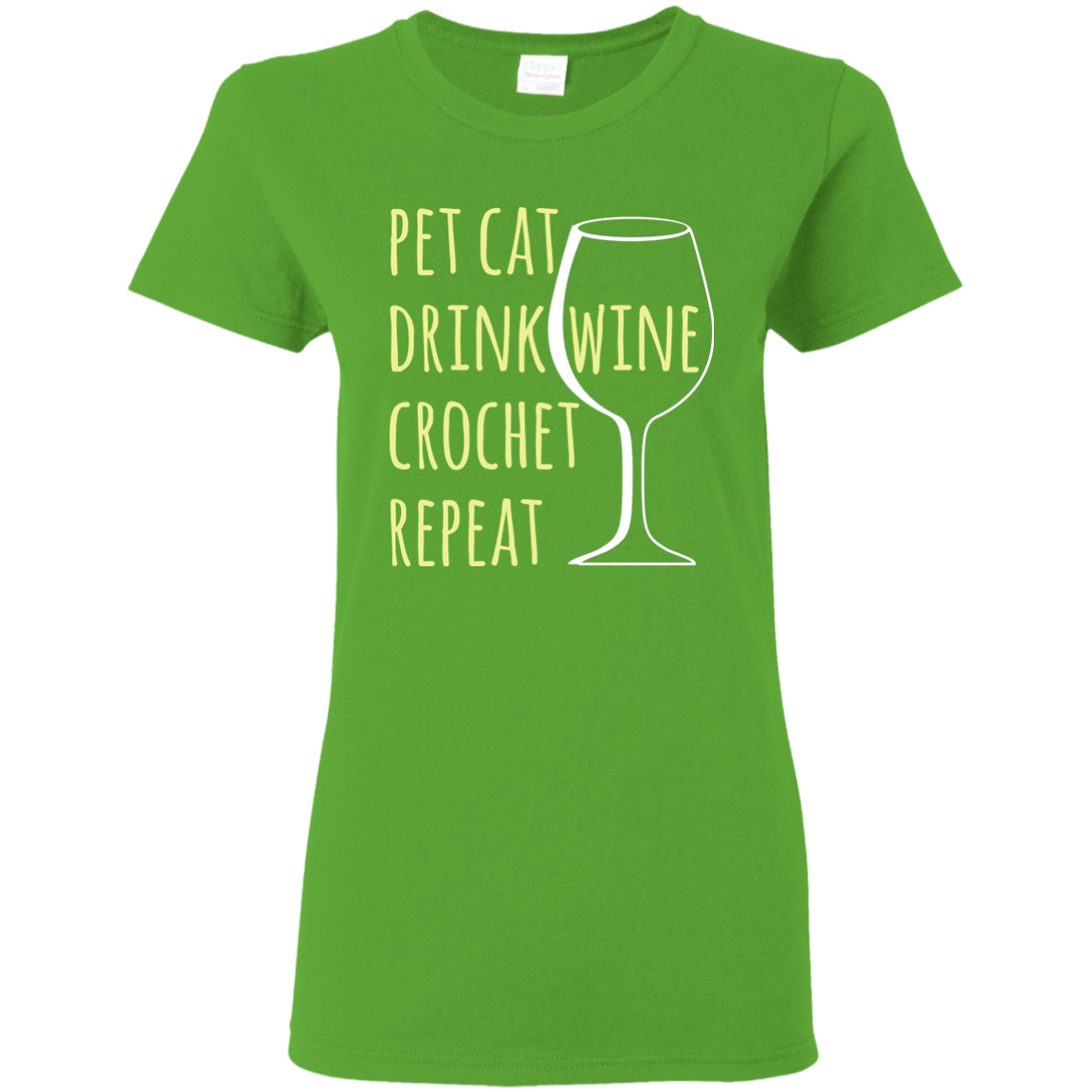 Pet Cat-Drink Wine-Crochet Ladies T-Shirt