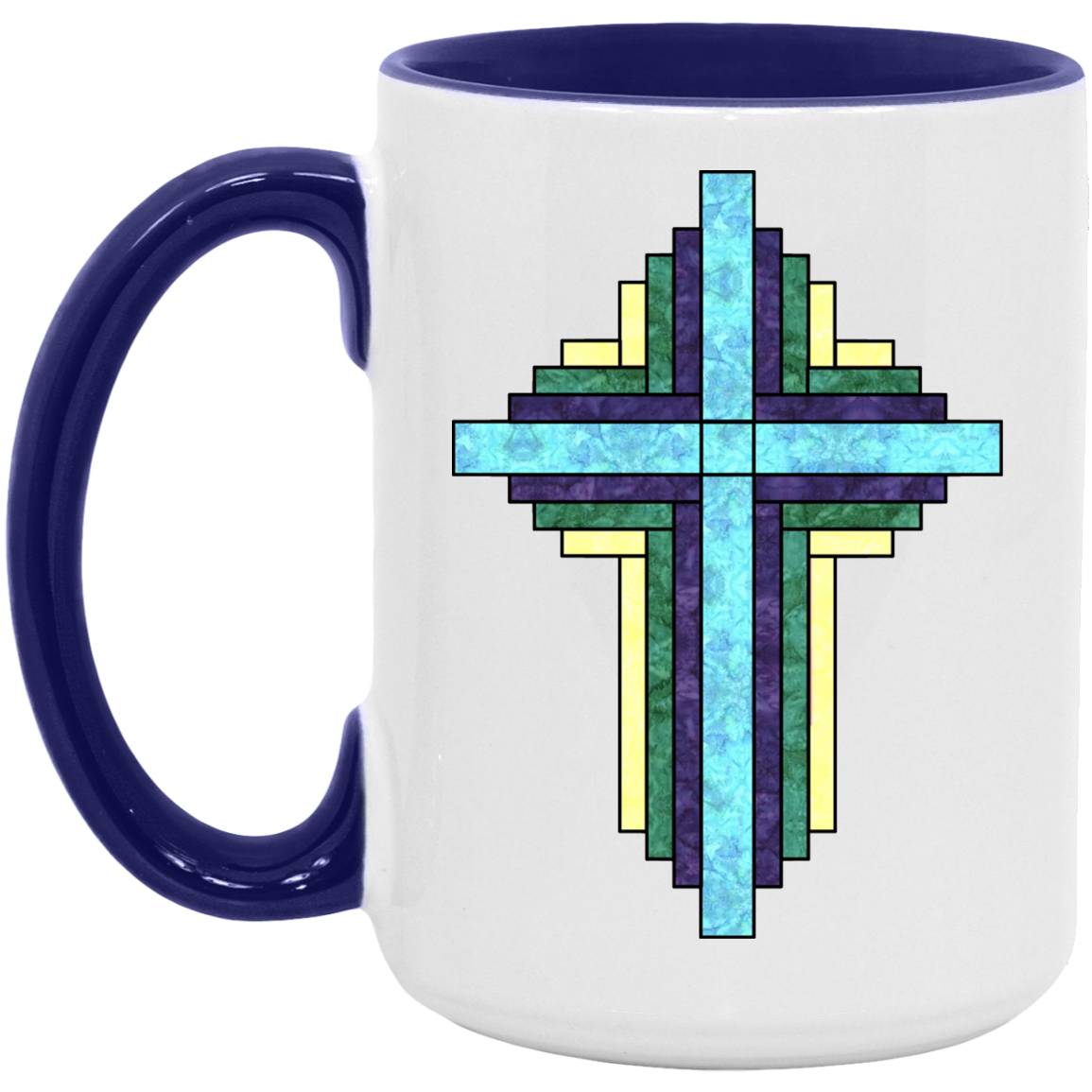 Batik Stained Glass Quilt Cross Mugs