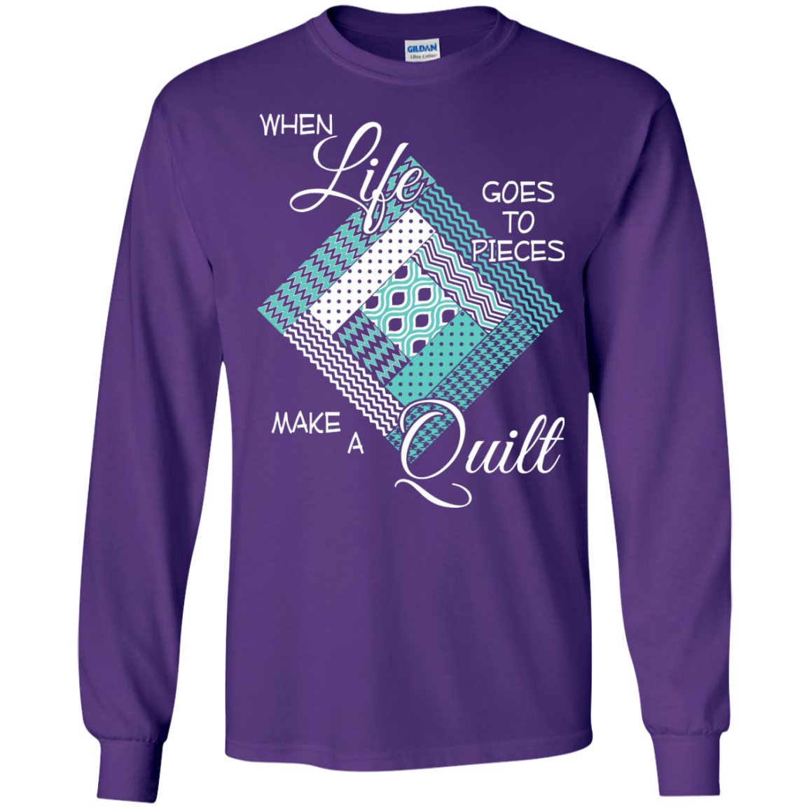 Make a Quilt (turquoise) Long Sleeve Ultra Cotton T-Shirt - Crafter4Life - 7