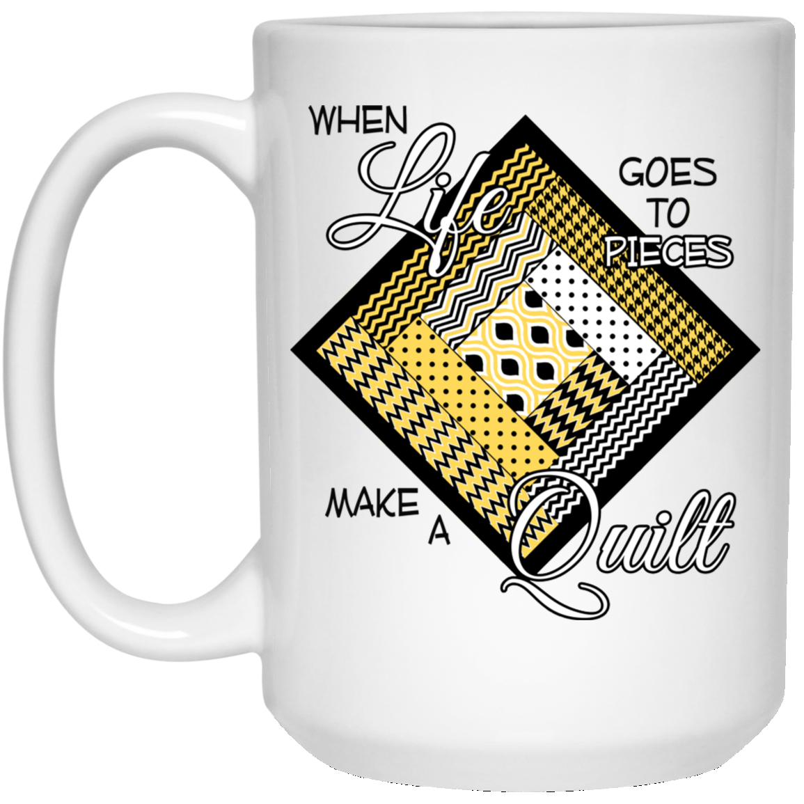 Make a Quilt (Yellow) White Mugs