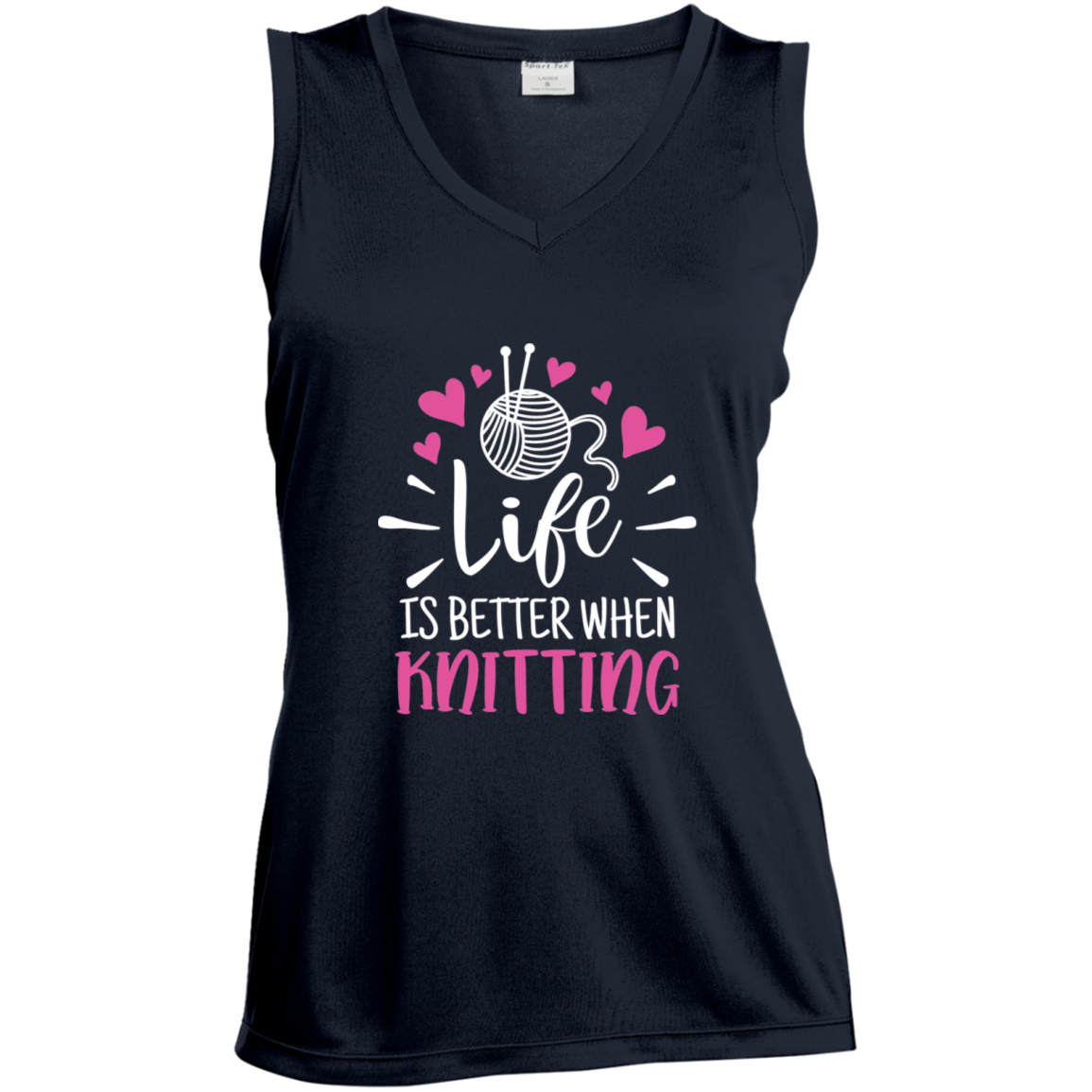 Life is Better When Knitting Ladies' Sleeveless Moisture Absorbing V-Neck