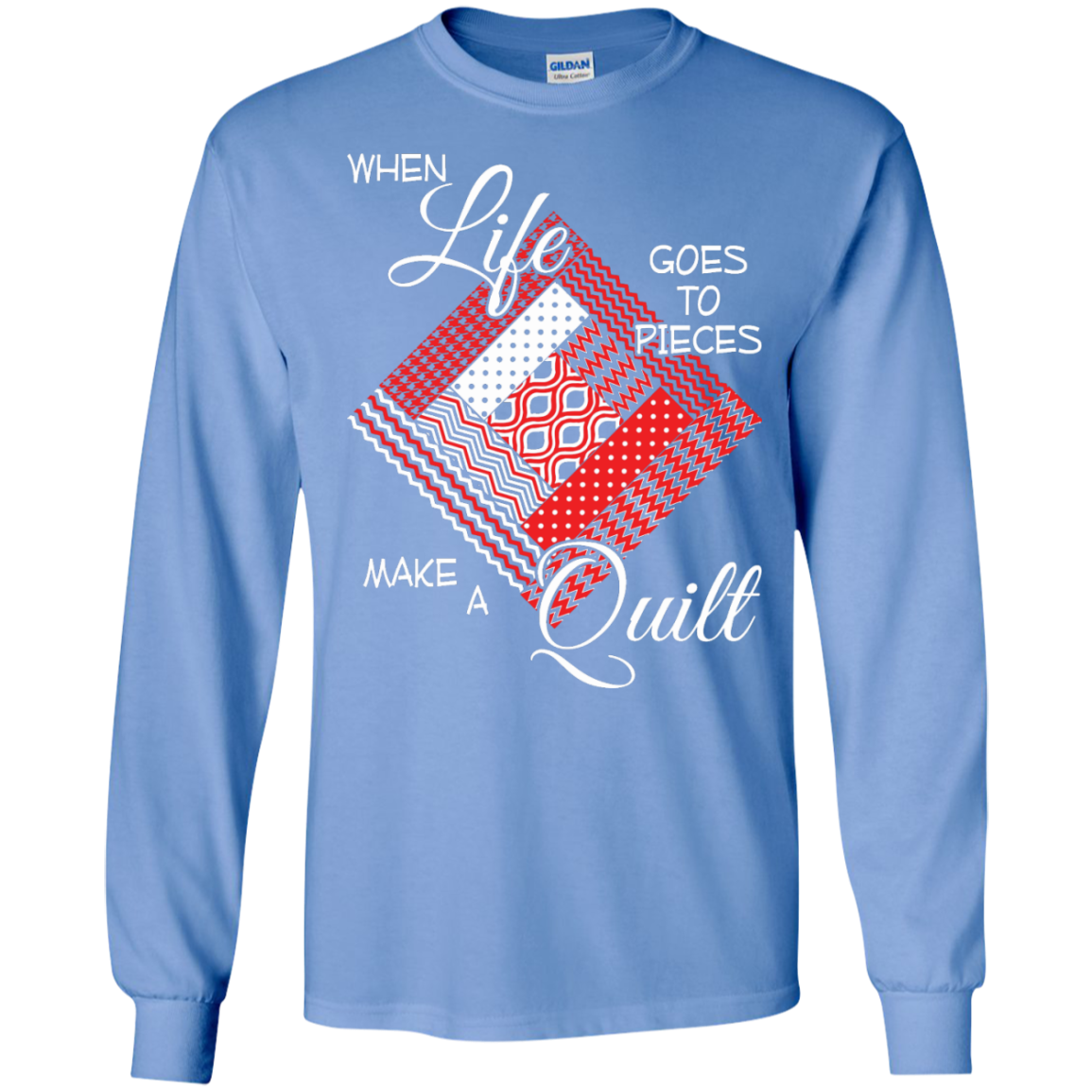 Make a Quilt (red) Long Sleeve Ultra Cotton T-Shirt - Crafter4Life - 1