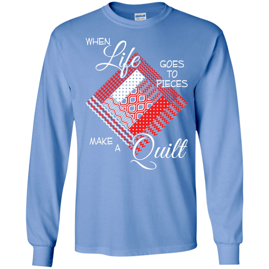 Make a Quilt (red) Long Sleeve Ultra Cotton T-Shirt - Crafter4Life - 1