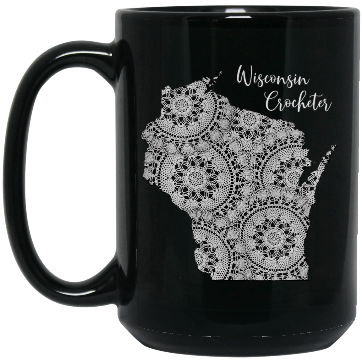 Wisconsin Crocheter Black Mugs