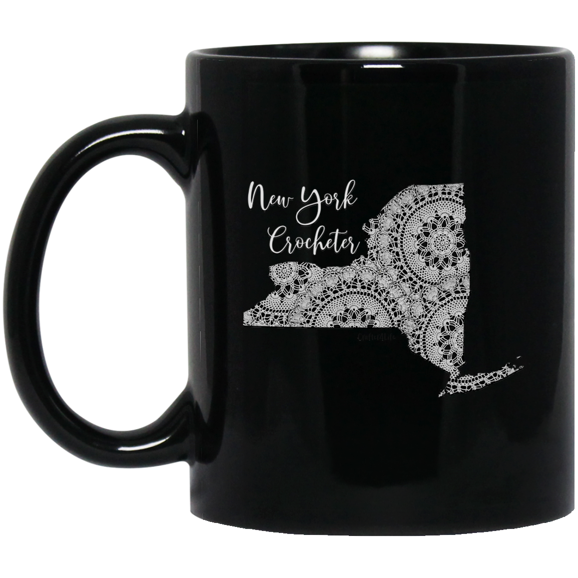 New York Crocheter Black Mugs