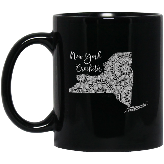 New York Crocheter Black Mugs